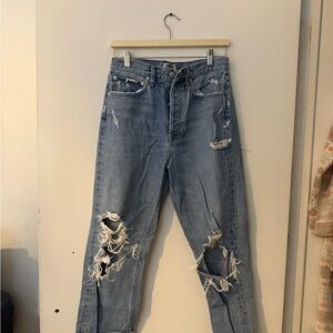 Agolde Vintage Blue Ripped Straight Leg Jeans